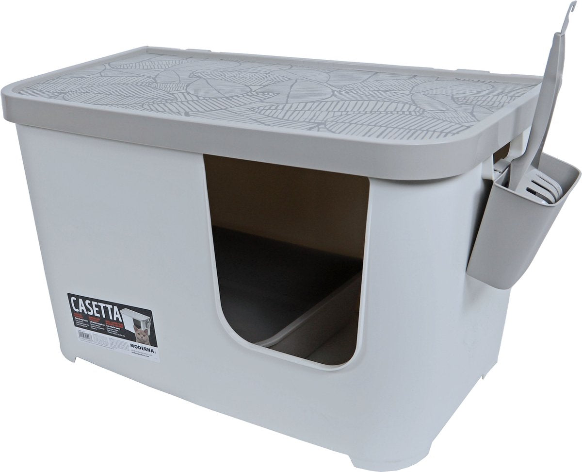 Moderna Kattenbak Casetta - Grijs Wit - Kattentoilet Classies