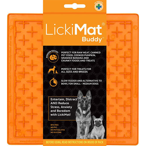 Lickimat Buddy - Voermat - Slow feeder - 20 cm - Oranje