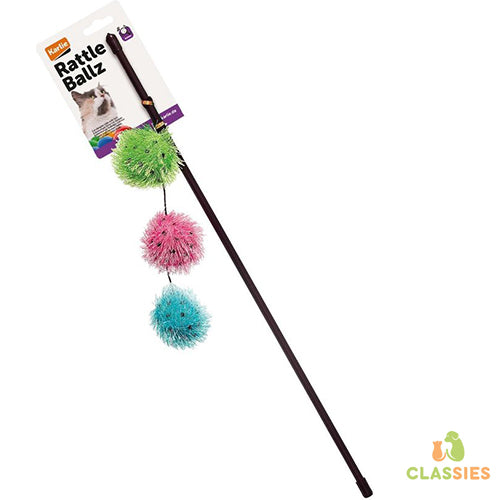 Karlie- Kattenspeelgoed - hengel- Kattenhengel - speelhengel met balletjes - balls - kattenspeeltjes Classies