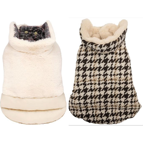 Croci Hundemantel, zweiseitig, Dallas weiß/tweed braun