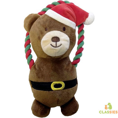 Kerst Knuffel met Touw - Xmas Bear - Hondenknuffel Classies