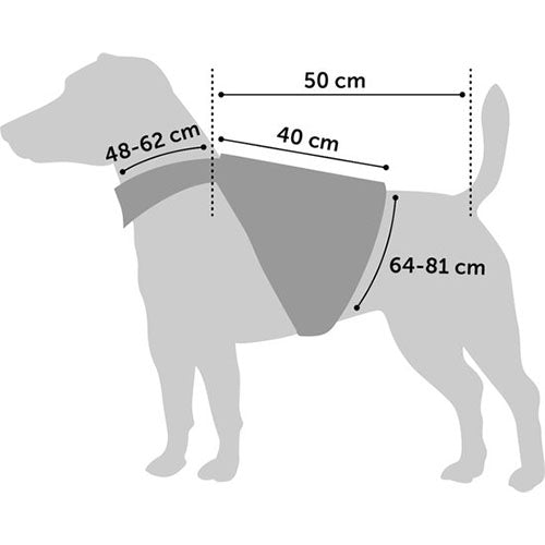 Karlie/Flamingo Hunde-Sicherheitsweste – fluoreszierendes Gelb – Jackenlänge: 43 cm – Halsumfang: 50–55 cm – Taillenumfang: 70–75 cm