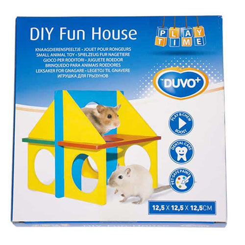 Duvo DIY Fun House Knaagdieren Huisje - 12,5x12,5x12,5 cm Classies