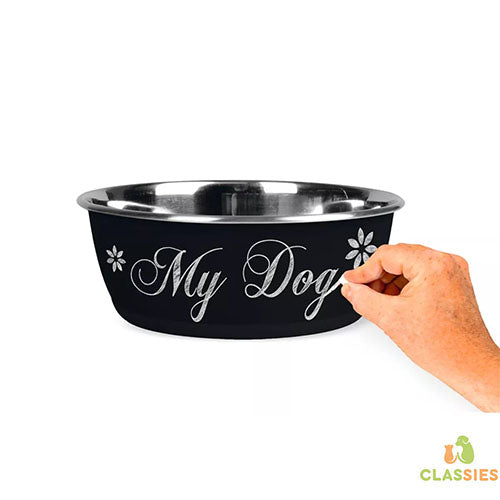 Karlie Beschrijfbare Hondenbak uit Roestvrij Staal - Zwart - Inhoud: 3700 ml - Diameter: 25 cm