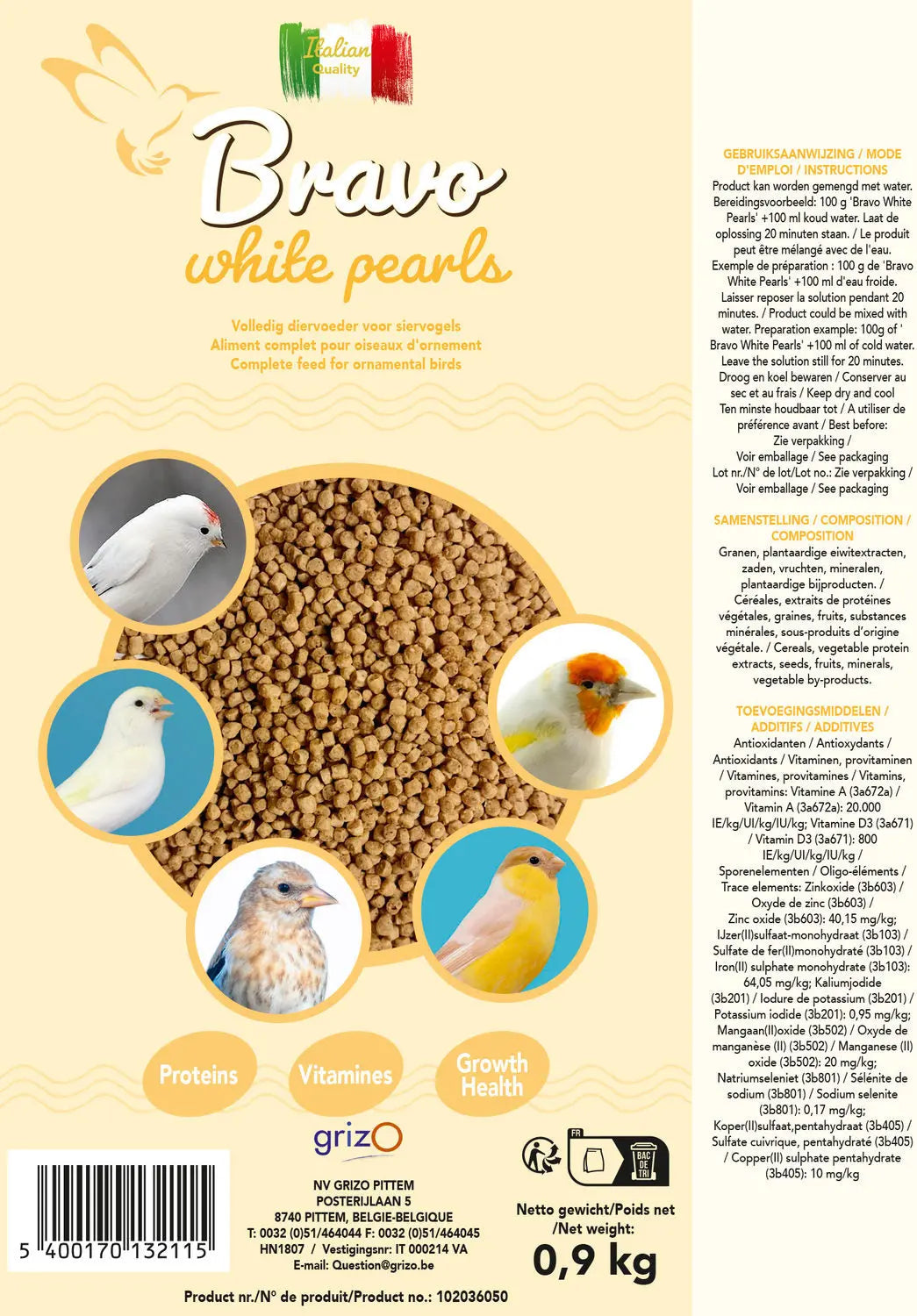 Bravo white pearls small zak 0,9 kg Classies