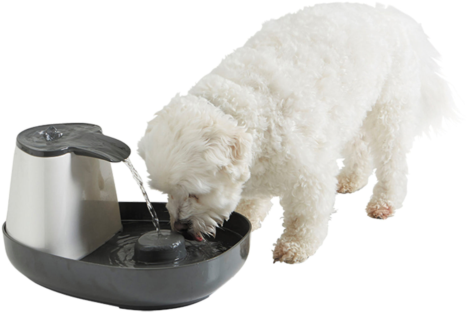 Savic Cascade Trinkbrunnen, Weiß - Anthrazit, 1,5 Liter