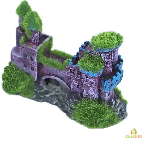 Boon Aqua Deco Ornament Dubbel Kasteel met Brug en Mos - 11×5x7 cm Classies