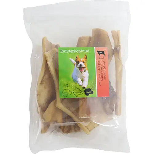 Natuurlijke Snack Rund - Runderkophuid zonder haar in diverse lengtes Classies