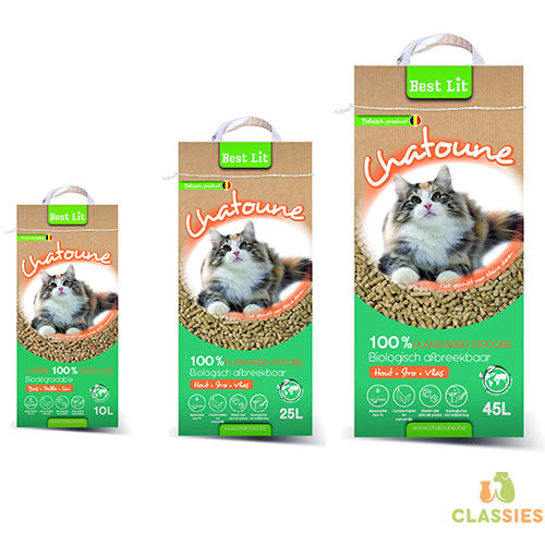 Kattenbakvulling Best Lit Chatoune vlas - stro - houtkorrel plantaardig strooisel 10 - 25- 45 liter Classies