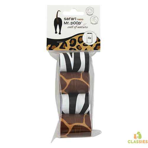 Porte-sac à crottes Mr Poop motif safari + 2 rouleaux