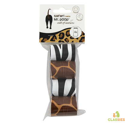 Porte-sac à crottes Mr Poop motif safari + 2 rouleaux