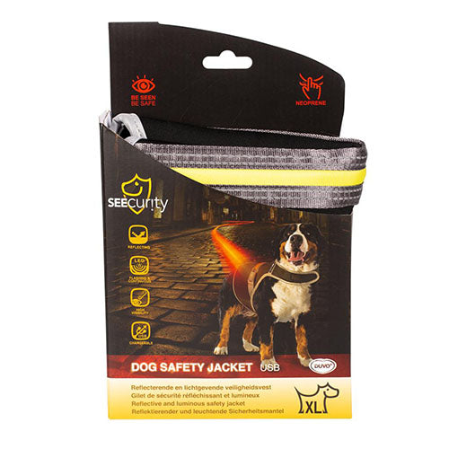 Duvoplus Safety Jacket Fluo Flash USB - Reflektierende und leuchtende Sicherheitsweste Fluo Black