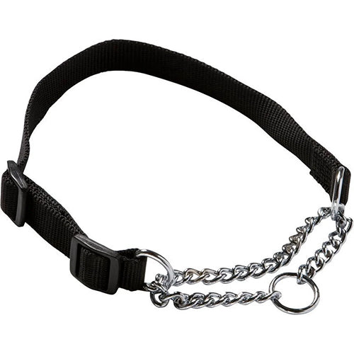 Beeztees - Collier pour chien - Collier coulissant réglable - Nylon - Noir - 2,5 cm de large - Tour de cou : 45-70 cm