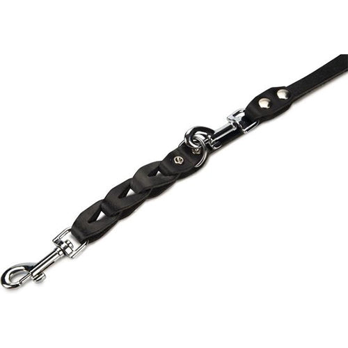 Beeztees Connex Verstelbare Leren Hondenriem/ Dressuurlijn  Zwart - 200 cm x 12 mm.