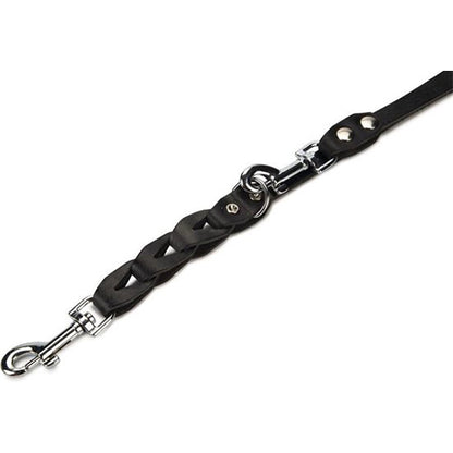 Beeztees Connex Verstelbare Leren Hondenriem/ Dressuurlijn  Zwart - 200 cm x 12 mm.