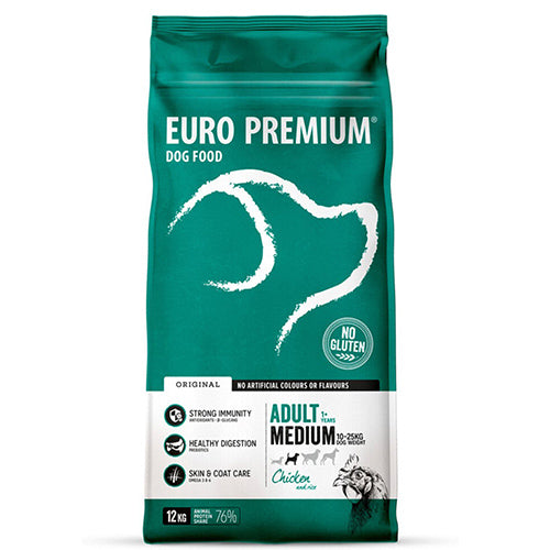 Euro Premium Adult Medium Chicken &amp; Rice hondenvoer 12kg