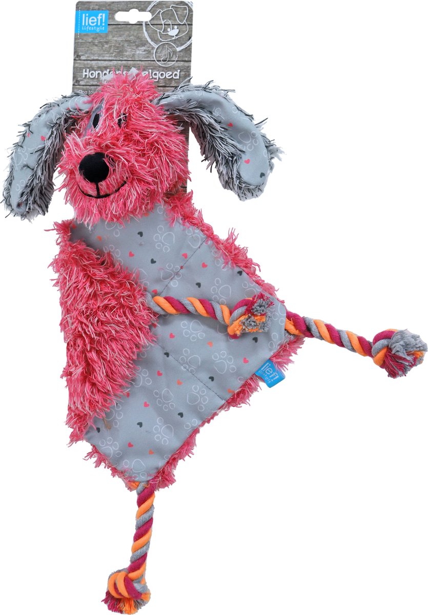 lief! Girls Hondenspeelgoed - Platte Teckel met piep - 40 cm - 1 stuk assorti