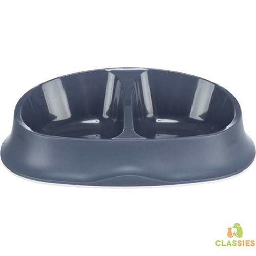 Trixie Kunststof Voerbak / Waterbak Dubbel - Blauw - 2 x 250 ml