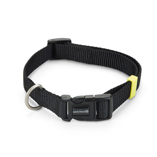 Beeztees Uni Nylon Hondenhalsband - Zwart - Nekomtrek: 35-50 cm