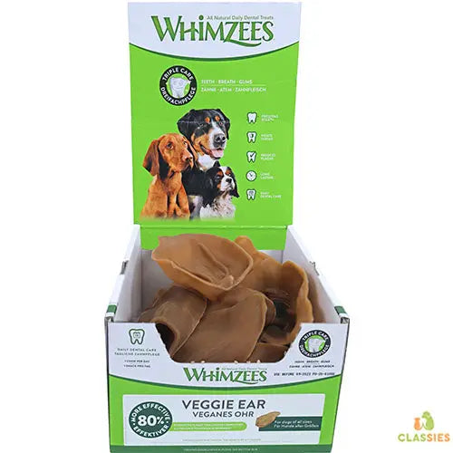 Whimzees Veggie Ear - Kauwsnacks - Hond - 17,5cm - doos van 18 stuks Classies