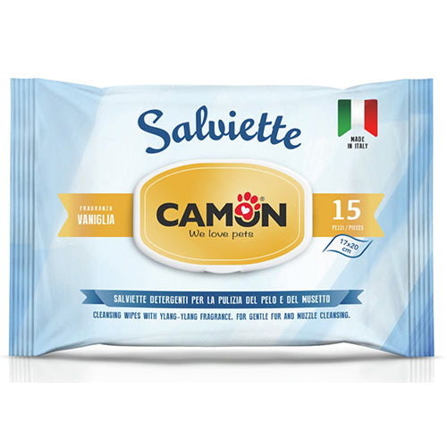 Camon Vanilla Feuchttücher, 15 Stück, für Hunde und Katzen
