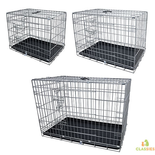 Cage pour chien - cage grillagée - couleur taupe - 2 portes - différentes tailles