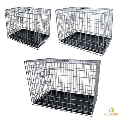 Cage pour chien - cage grillagée - couleur taupe - 2 portes - différentes tailles