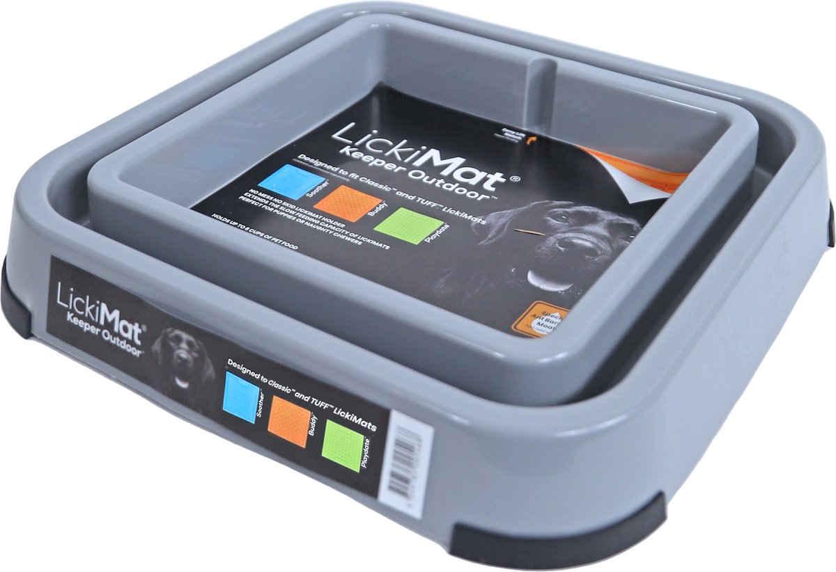 Licki Mat outdoor keeper - Voederbak/Voederbakhouder voor LickiMat anti-schrok - Voor buiten - Grijs - 31 cm