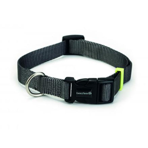 Beeztees Uni Nylon Hondenhalsband - Donkergrijs - Nekomtrek: 35-50 cm Classies