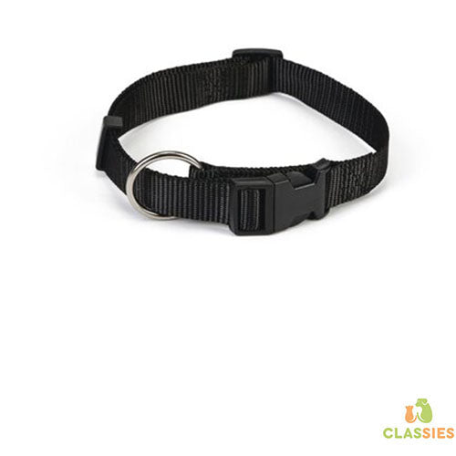 Verstelbare Nylon Hondenhalsband - Zwart - Verstelbaar tussen 22-35 cm - Breedte 1 cm