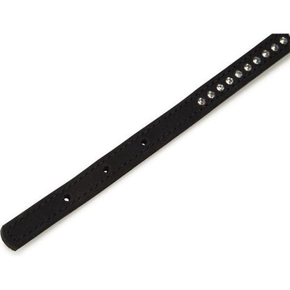 Beeztees Buffalo Leren Halsband met Strass steentjes - Zwart - Nekomtrek: 30-36 cm