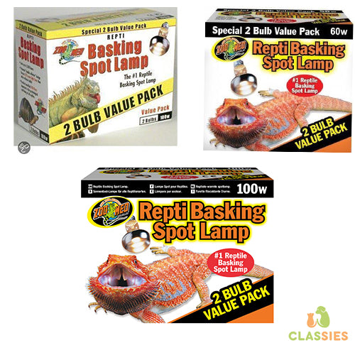 Zoomed basking spot lamp value pack 2x - 40 - 60 - 100 watt