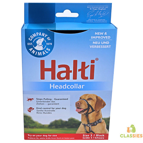 Company Of Animals Halti Hoofdhalsband - Anti Trek Harnas - Zwart - Maat 3 - Nekomtrek: 40-54 cm Classies