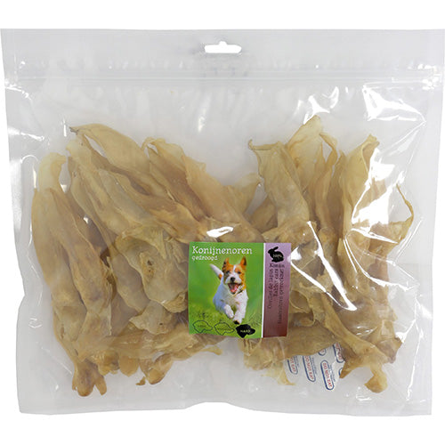 Natuurlijke Snack - Konijnenoren Gedroogd - zak a 250 gram