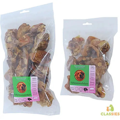 Natuurlijke Snack Varken - Varkensoorschelpjes per 250 of 500 gram Classies