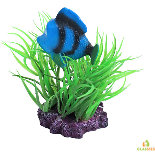 Boon Aqua Deco Ornament Plante artificielle avec poisson chirurgien 10 cm