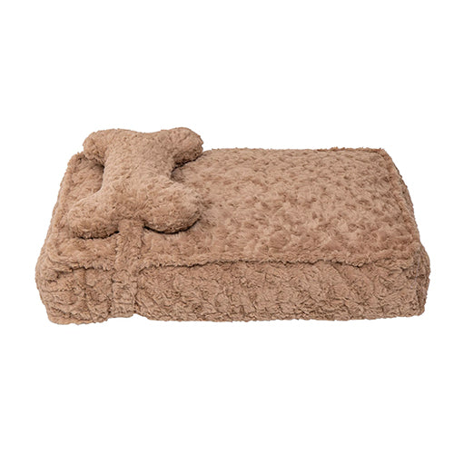 Quapas! hondenkussen met bot (steunkussen) beige - 3 maten