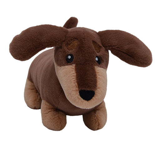WOOFLES - Knuffel - teckel met pieper en crunchy Bruin - 25 cm