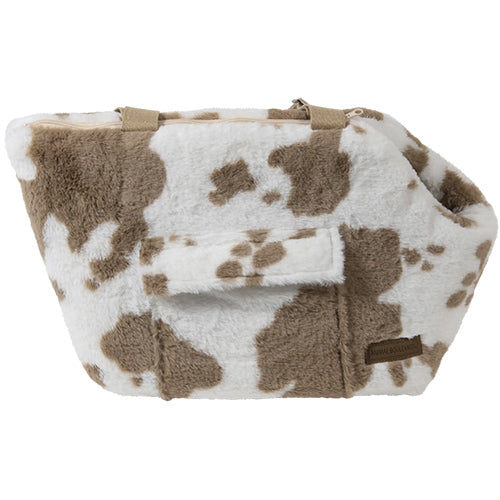 Animal Boulevard Cow Plush Draagtas Wit/Mokka - Verkrijgbaar in 2 maten