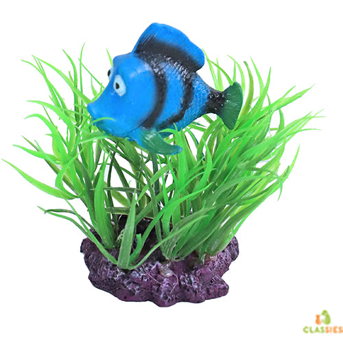 Boon Aqua Deco Ornament Plante artificielle avec poisson chirurgien 10 cm