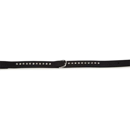 Beeztees Buffalo Leren Halsband met Strass steentjes - Zwart - Nekomtrek: 30-36 cm