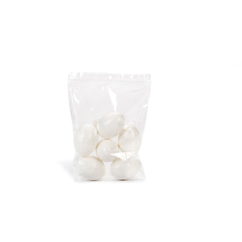 Plastic Broedeieren voor kippen. Verpakt per 6 stuks.