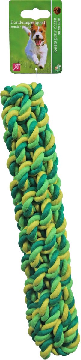 Boon Hondenspeelgoed Touwstick uit Katoen - Groen/Geel 22 cm