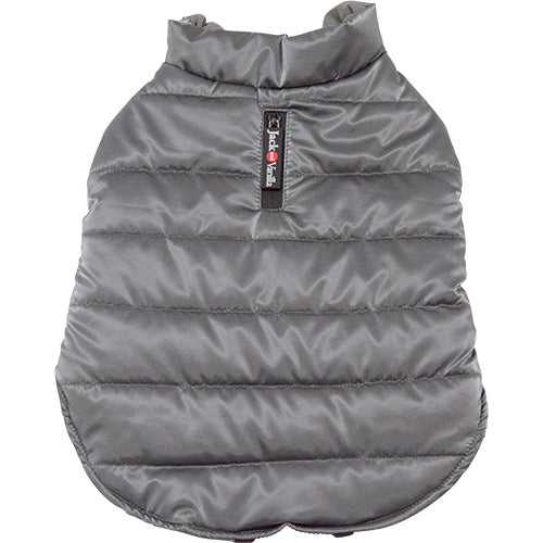 Jack and Vanilla Hondenjas Puffer Grijs – Warm, Wasbaar &amp; Met Rits voor Tuigje - Verkrijgbaar in 6 maten