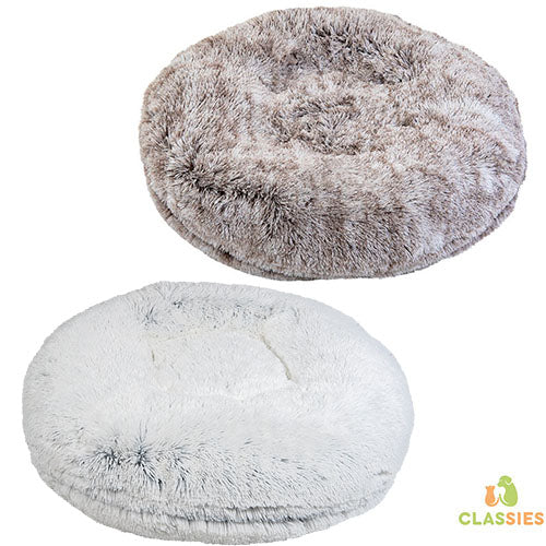 Animal Boulevard Soft Bed Long Plush Donut panier pour chiens ou chats - 2 couleurs et 3 tailles