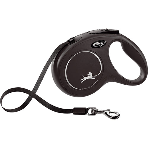 Flexi Classic Tape Rollijn - Medium tot ± 25 kg - Zwart - 5 Meter Classies