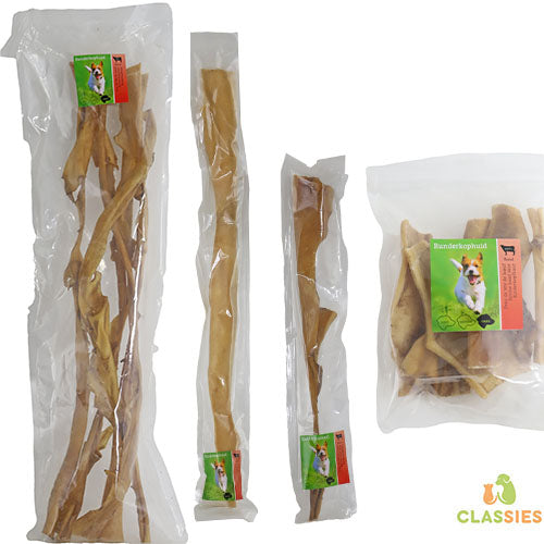 Natuurlijke Snack Rund - Runderkophuid zonder haar in diverse lengtes