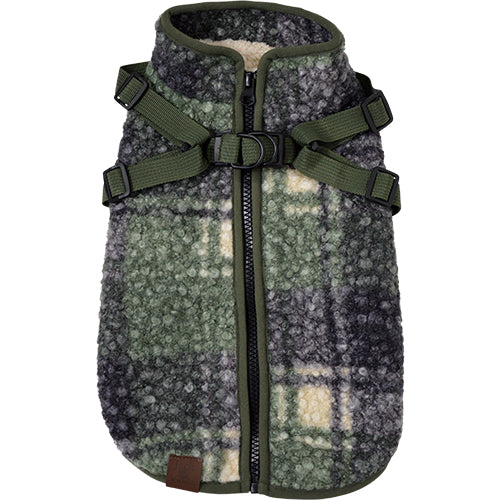 Jack and Vanilla Dogwalk Jacket Tartan - Hondenjas met Verstelbaar Harnas - Groen of Bruin - Verkrijgbaar in 7 maten