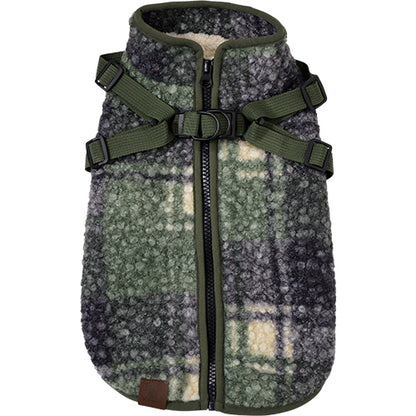 Jack and Vanilla Dogwalk Jacket Tartan - Hondenjas met Verstelbaar Harnas - Groen of Bruin - Verkrijgbaar in 7 maten