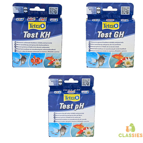 Tetra testsets voor zoetwater pH - KH - GH
